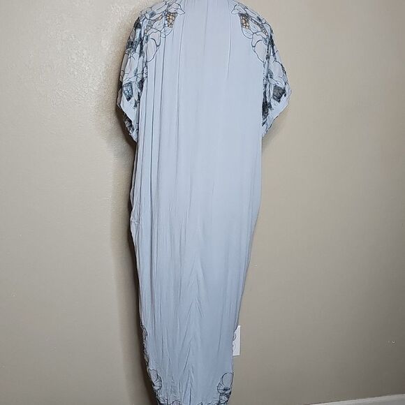 Free People Cut It Out Midi Dress Sky Blue Embroidered Medium Short Sleeve - Picture 6 of 12